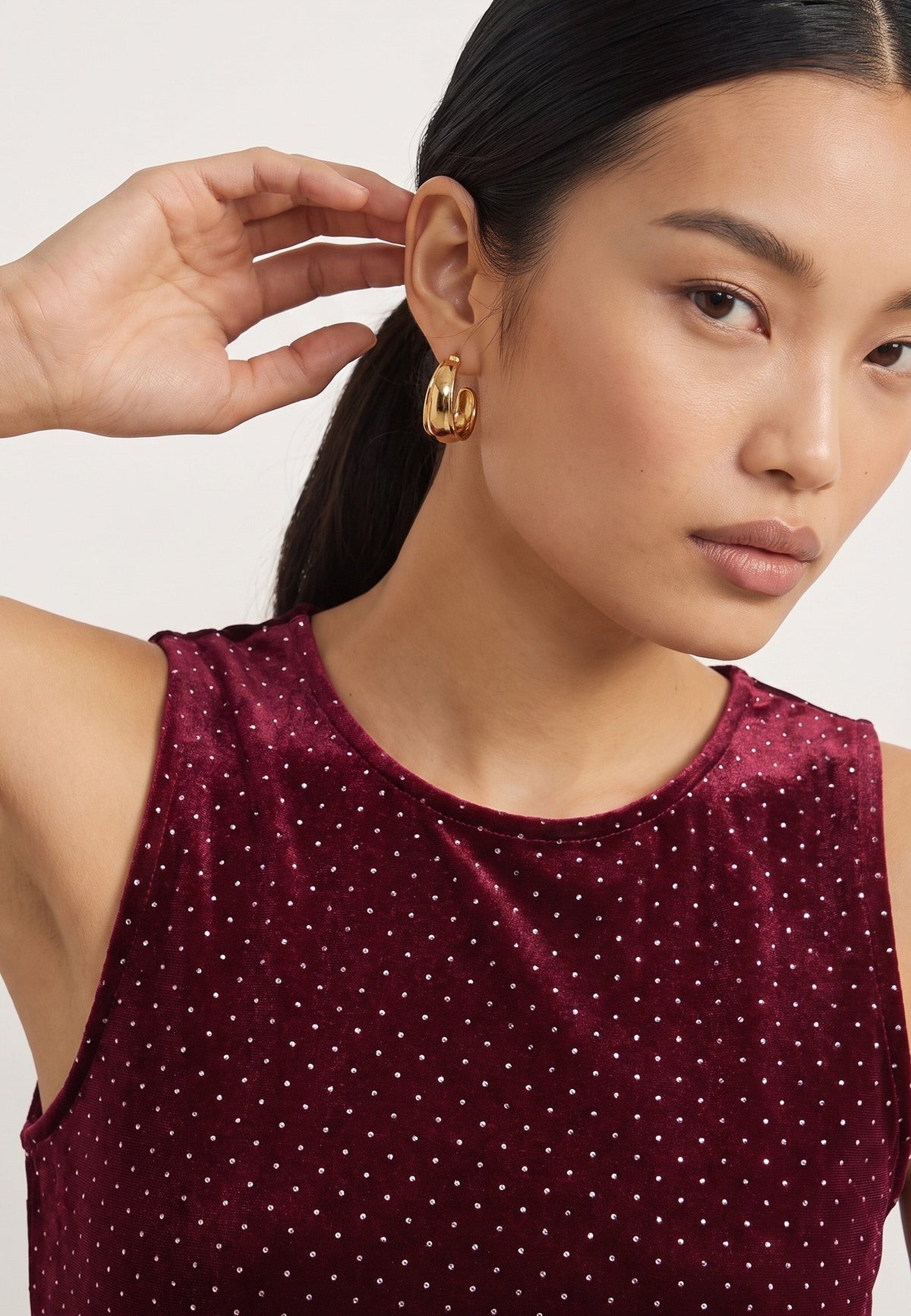 TOP STRASS - DENA - BORDEAUX TEE SHIRT NEW KOOKAI Mode Kookai