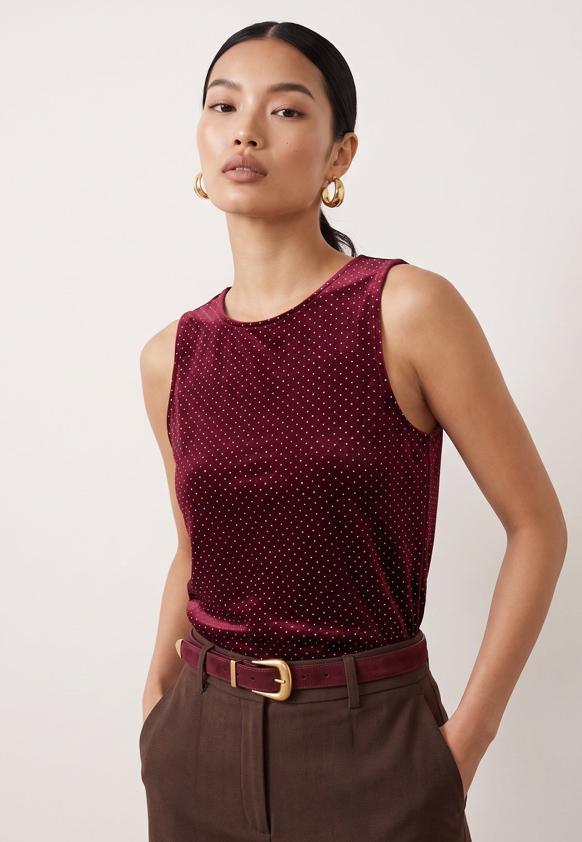 TOP STRASS - DENA - BORDEAUX TEE SHIRT NEW KOOKAI Mode Kookai