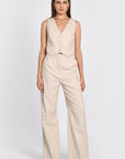 TOP VESTON RAYURE TENNIS LARRY BEIIGE/BLANC TOP KOOKAI Mode Kookai