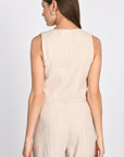 TOP VESTON RAYURE TENNIS LARRY BEIIGE/BLANC TOP KOOKAI Mode Kookai