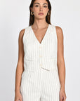 TOP VESTON RAYURE TENNIS LARRY BLANC/MARINE TOP KOOKAI Mode Kookai