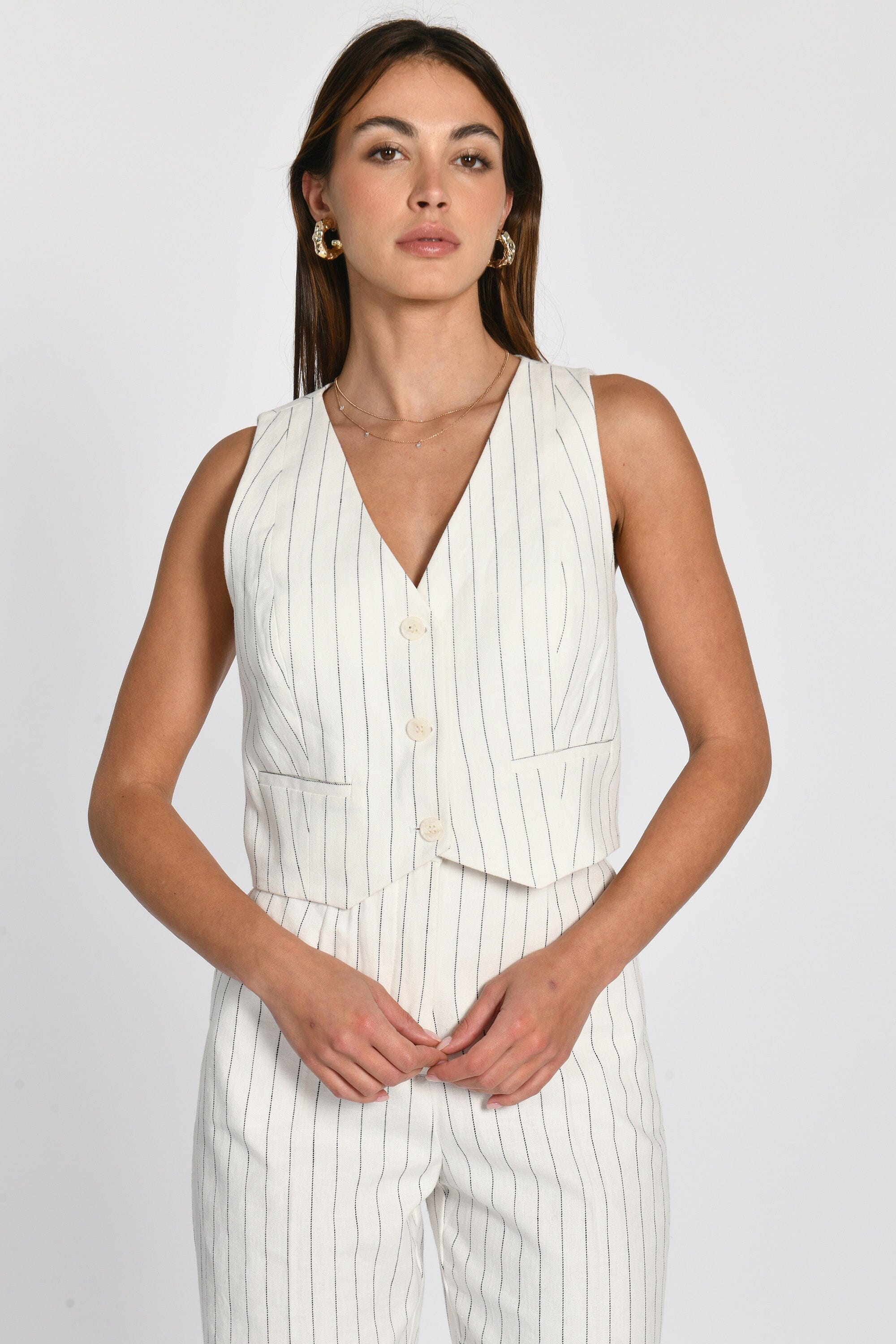 TOP VESTON RAYURE TENNIS LARRY BLANC/MARINE TOP KOOKAI Mode Kookai