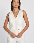 TOP VESTON RAYURE TENNIS LARRY BLANC/MARINE TOP KOOKAI Mode Kookai