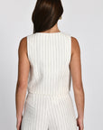 TOP VESTON RAYURE TENNIS LARRY BLANC/MARINE TOP KOOKAI Mode Kookai