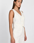 TOP VESTON RAYURE TENNIS LARRY BLANC/MARINE TOP KOOKAI Mode Kookai