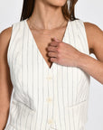 TOP VESTON RAYURE TENNIS LARRY BLANC/MARINE TOP KOOKAI Mode Kookai