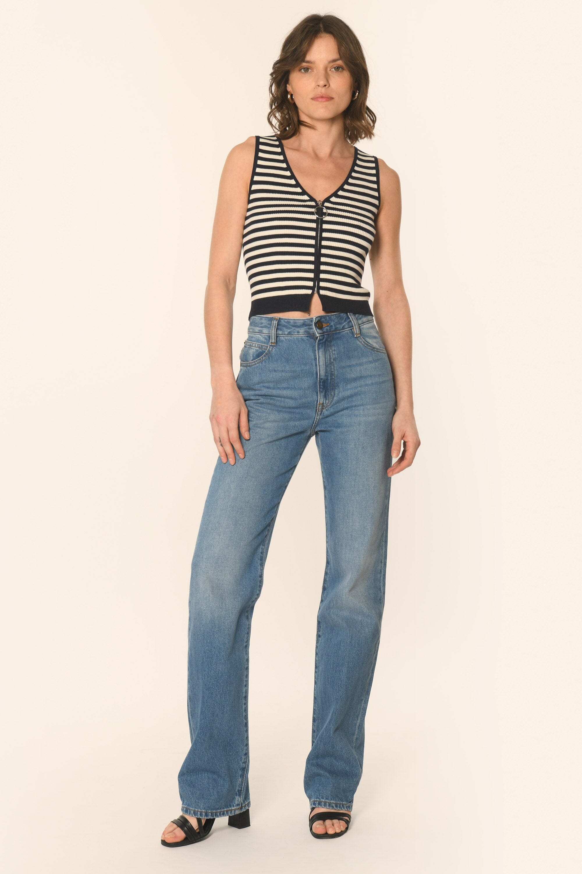 TOP ZIPPÉ - ATIKI - MARINE/ÉCRU PULL KOOKAI Mode Kookai