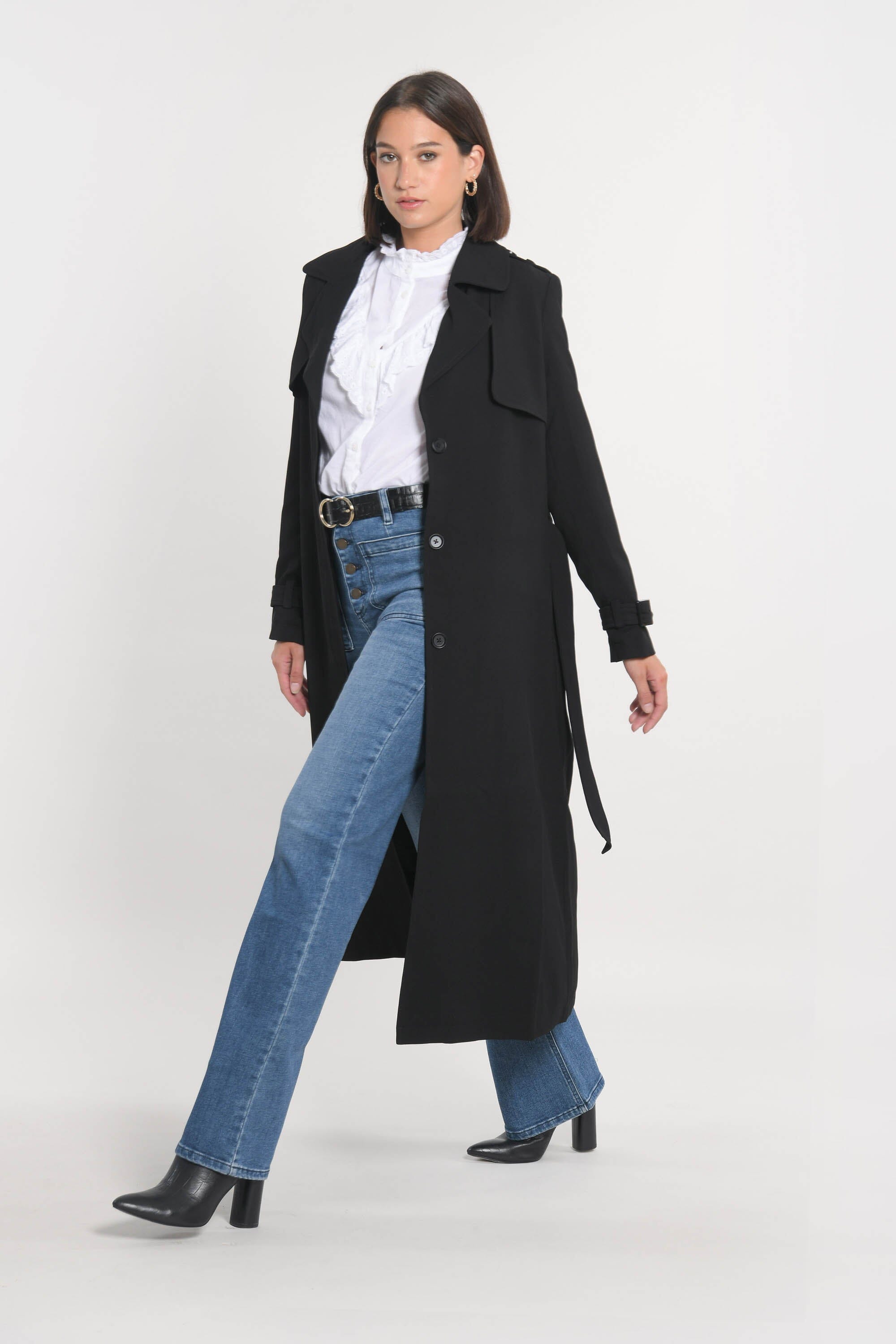 TRENCH LONG ASHER NOIR TRENCH NEW KOOKAI Mode Kookai