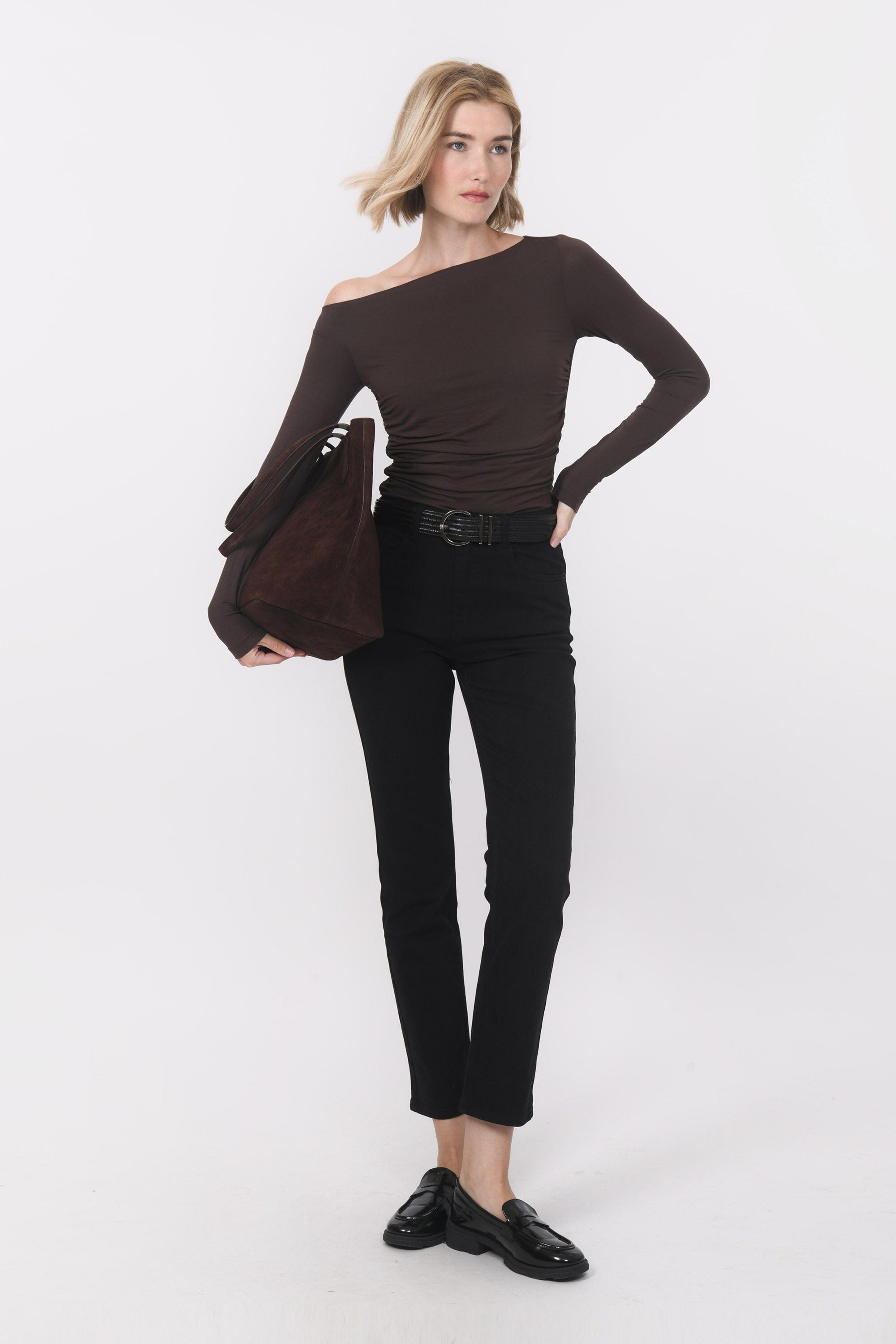 TSHIRT ASYMETRIQUE - B-ANILA - CHOCOLAT TEE SHIRT NEW KOOKAI Mode Kookai