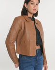 VESTE CUIR - OLIVIA - CAMEL VESTE KOOKAI Mode Kookai