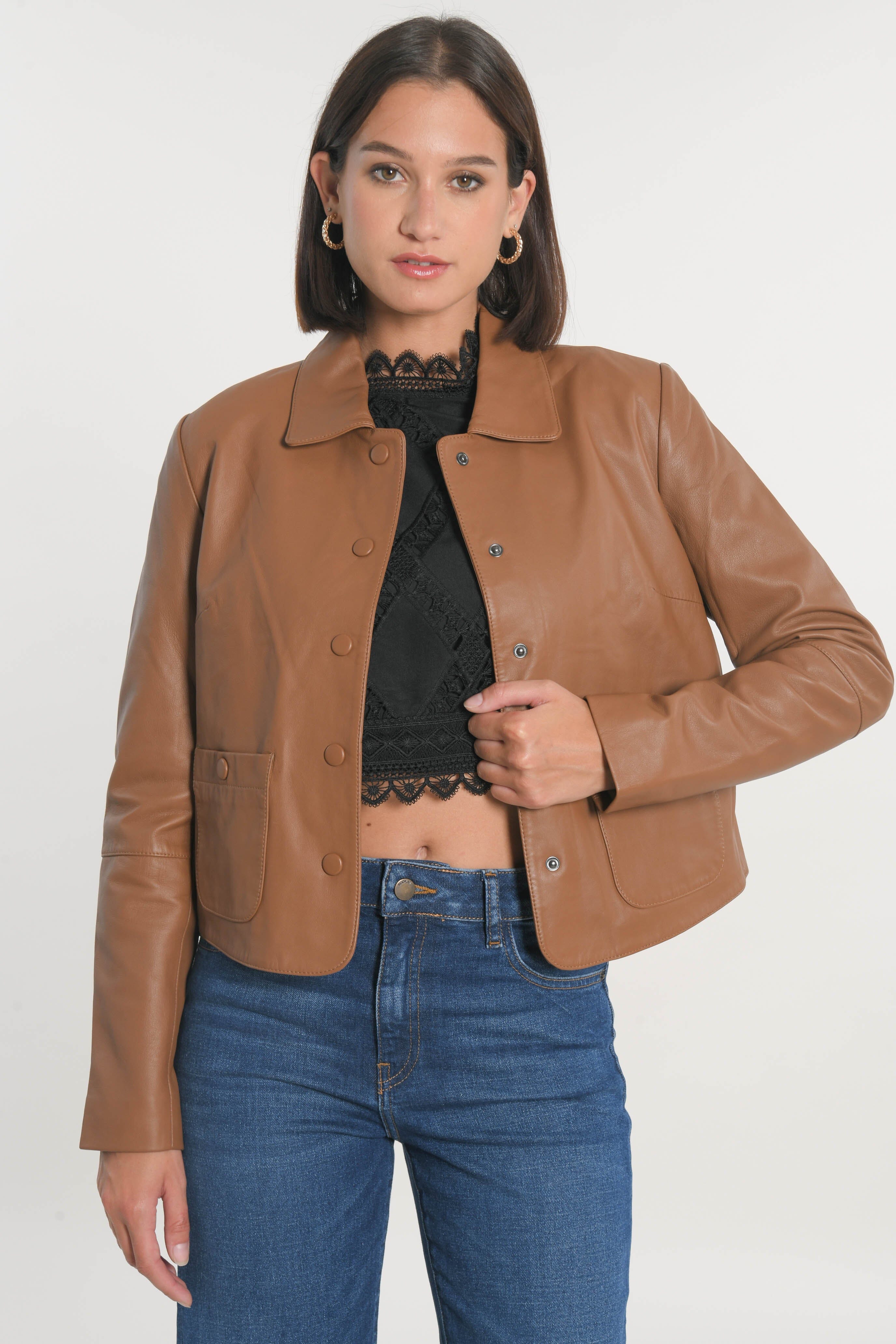 VESTE CUIR - OLIVIA - CAMEL VESTE KOOKAI Mode Kookai