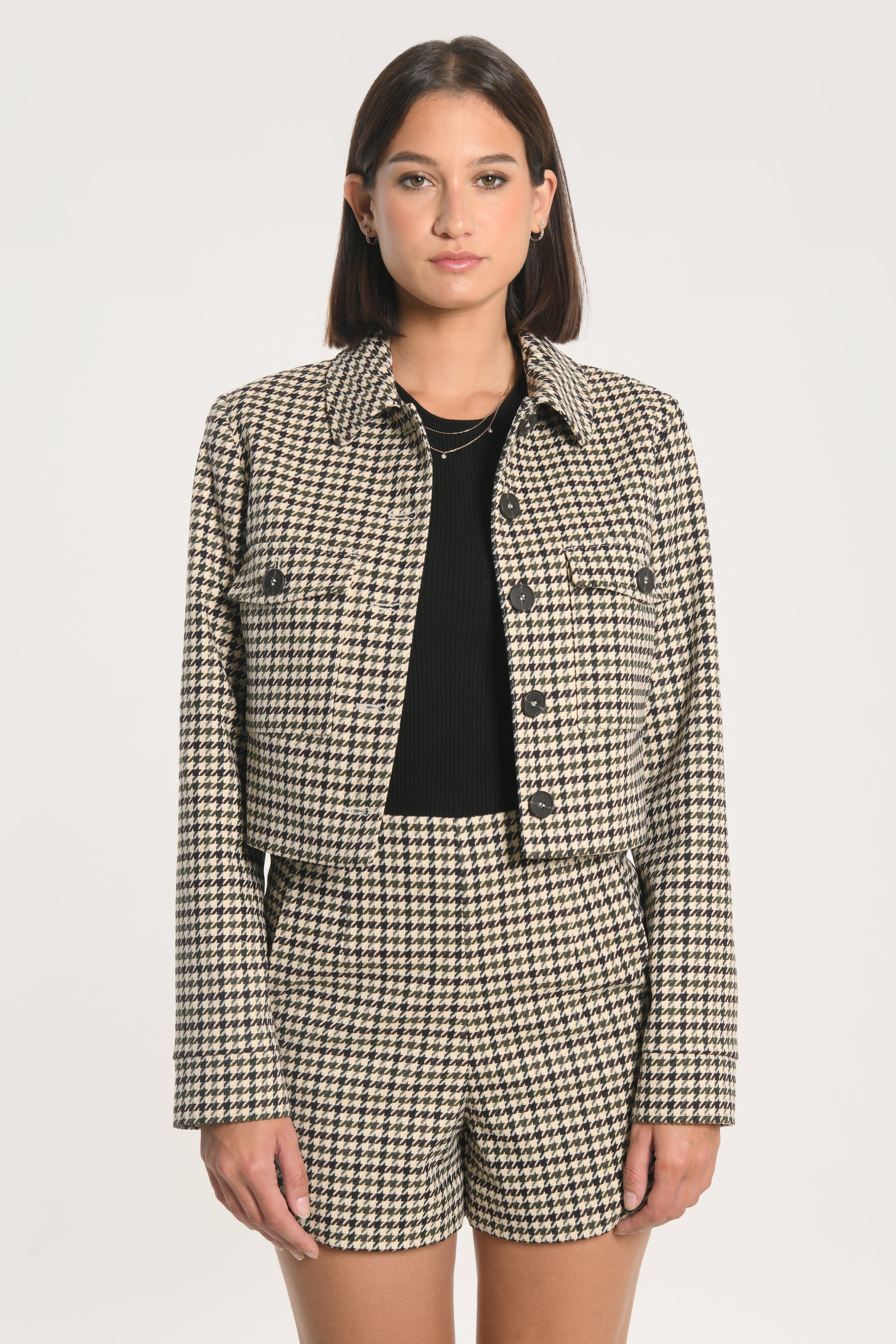 VESTE MARVIN PIED DE POULE KAKI VESTE KOOKAI Mode Kookai