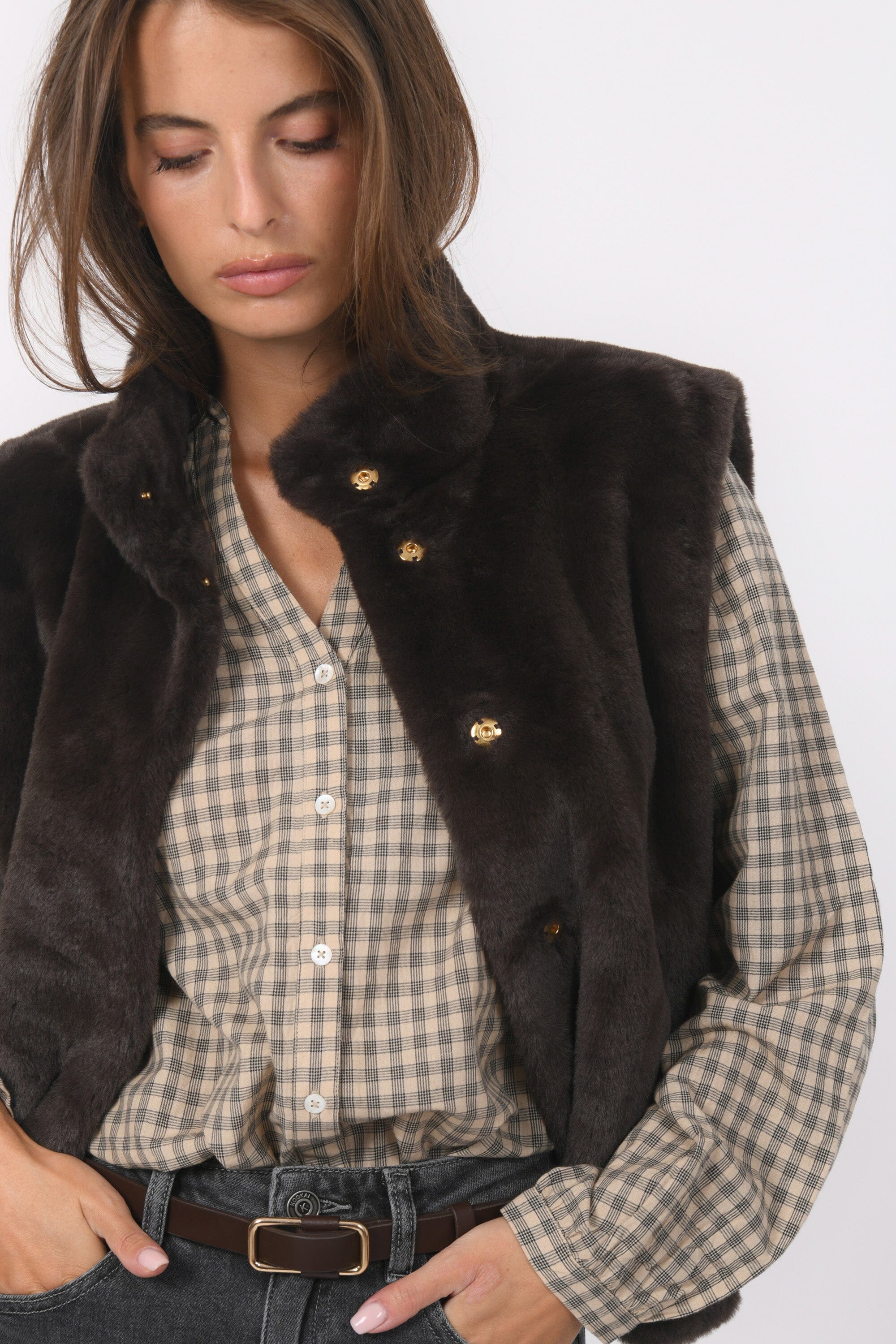 VESTE SANS MANCHE - BABEL - CHOCOLAT VESTE NEW KOOKAI Mode Kookai