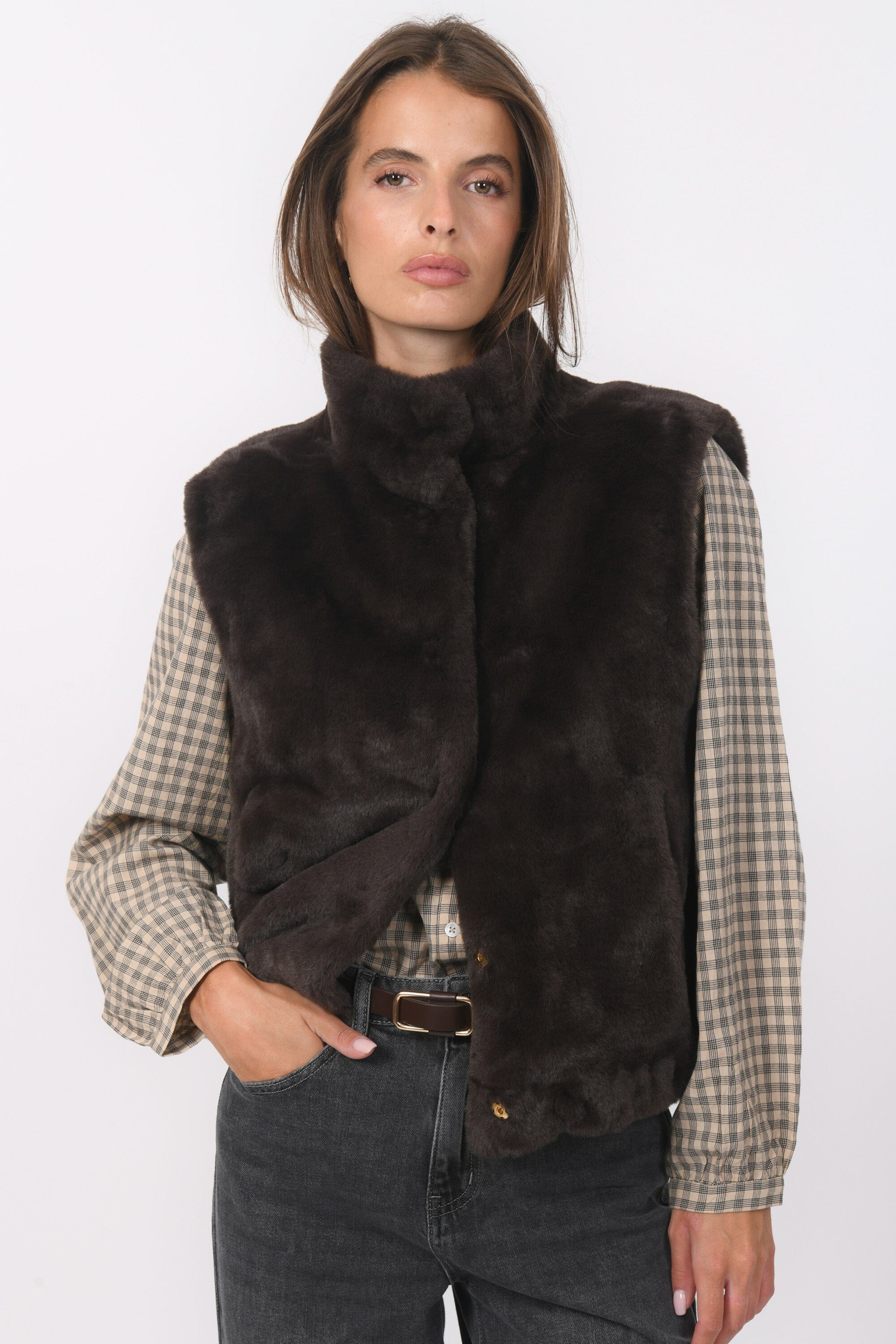 VESTE SANS MANCHE - BABEL - CHOCOLAT VESTE NEW KOOKAI Mode Kookai