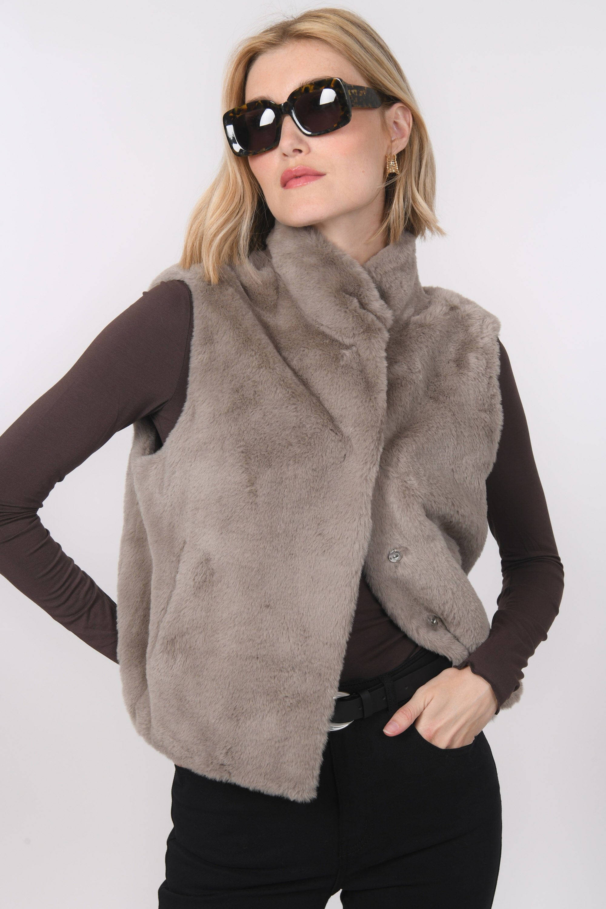 VESTE SANS MANCHE - BABEL - TAUPE VESTE NEW KOOKAI Mode Kookai