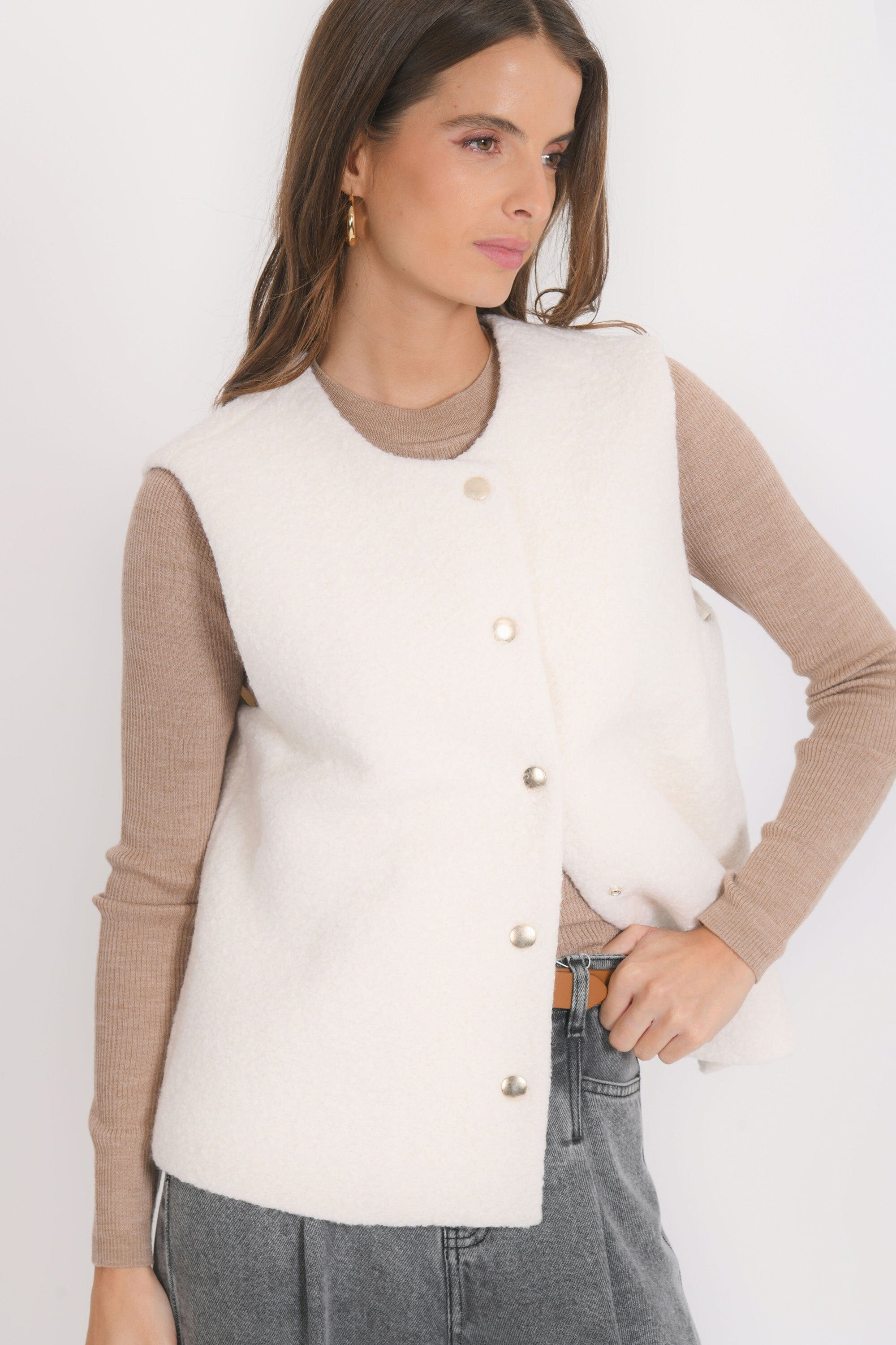 VESTE SANS MANCHE - BIRDIE - CREME VESTE NEW KOOKAI Mode Kookai