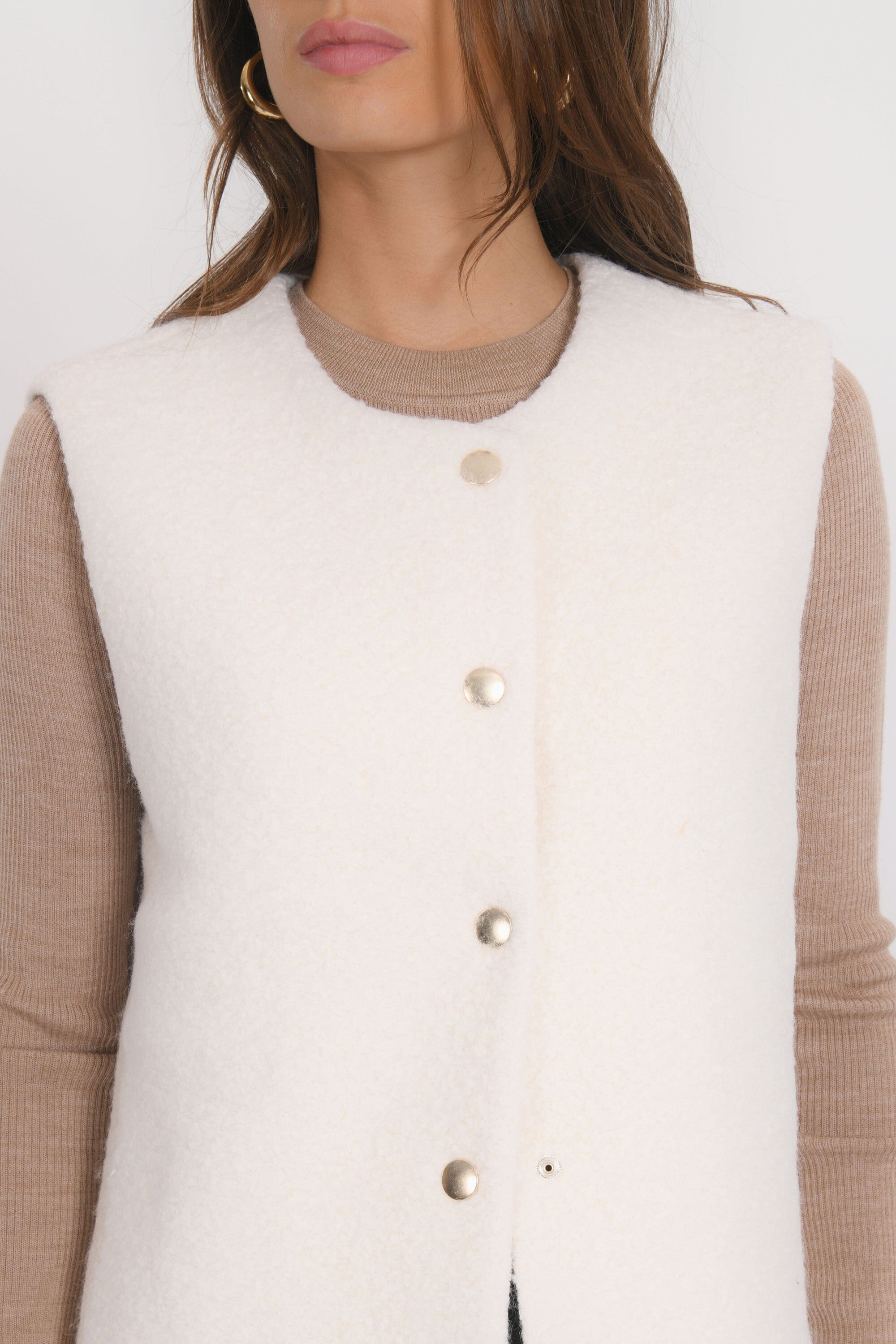 VESTE SANS MANCHE - BIRDIE - CREME VESTE NEW KOOKAI Mode Kookai