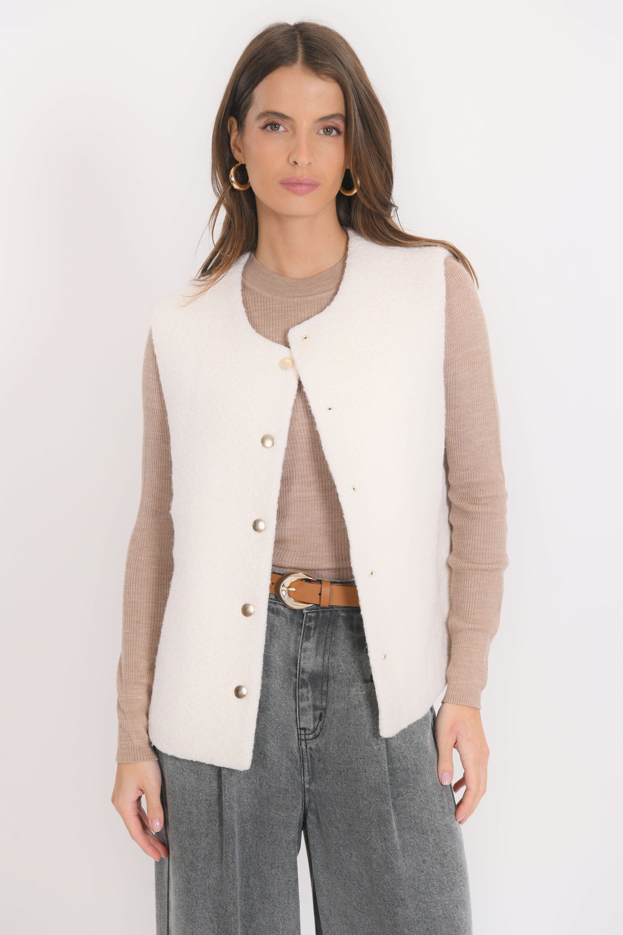 VESTE SANS MANCHE - BIRDIE - CREME VESTE NEW KOOKAI Mode Kookai